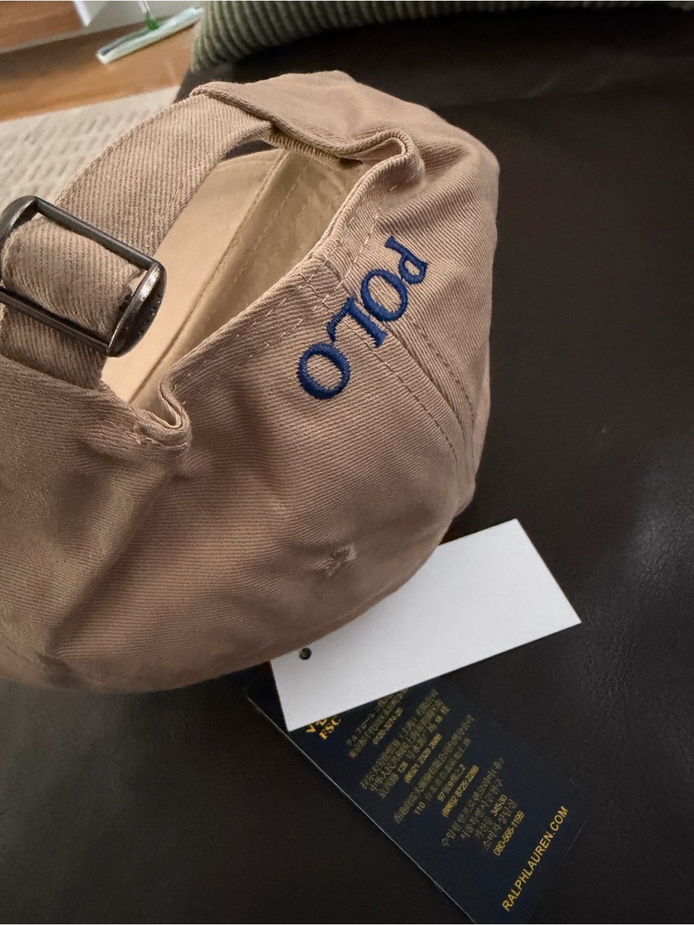 Ralph Lauren Polo Cap in Khaki with Navy Logo - Picture 3 of 4